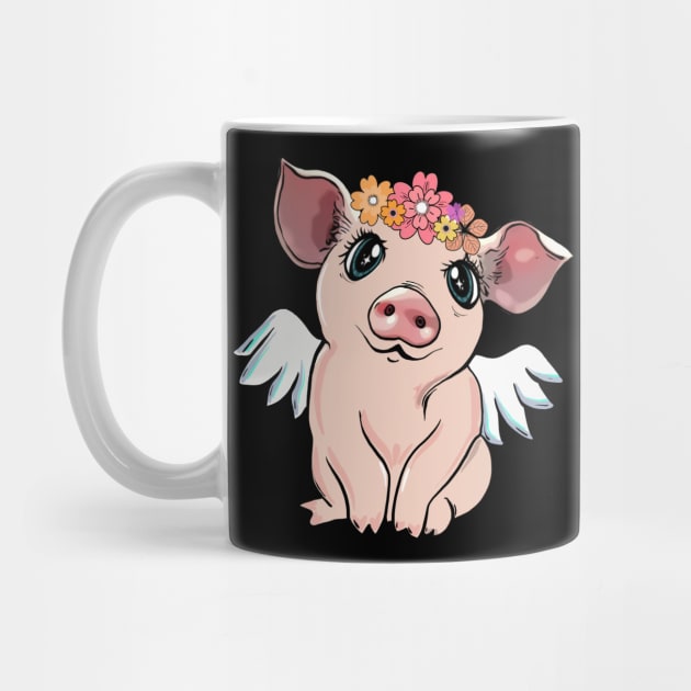 Pig flowers crown wings by Collagedream